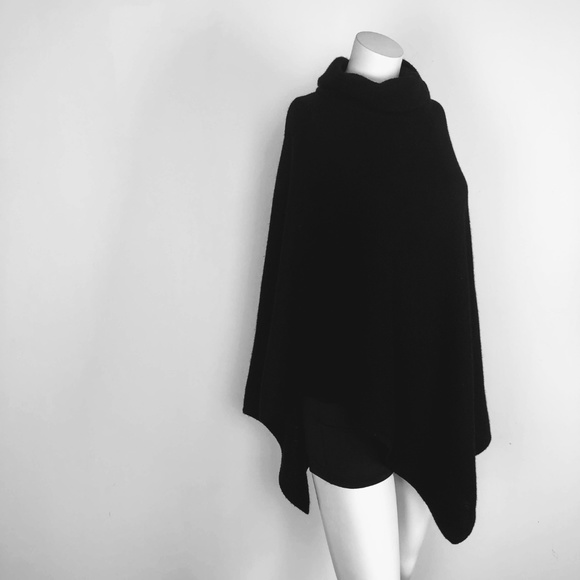Joie Loysse Wool Cashmere Black Poncho Sweater - Picture 6 of 8